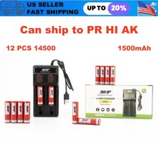 12 pcs Rechargeable Battery + 2 slot Charger for Flashlight Torch Headlamp 14500 1.13 per gallon
