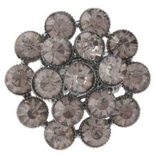 Hermatite Tone Stretch Metal Flower Ring With Rhinestone R1269-HBD