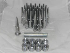 32 SPIKE KIT ALCOA DUALLY WHEEL RIM CHROME LUG NUT WITH FLAT SEAT WASHER 9/16" 