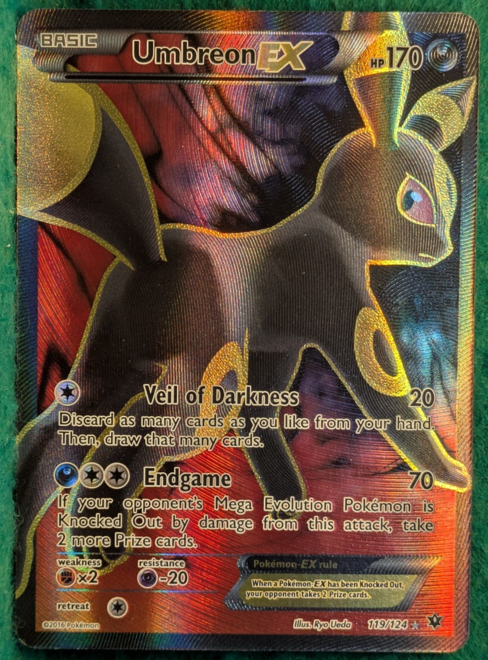 Umbreon EX (Full Art) 119/124 - Fates Collide Holo - Pokemon Card LP+/NM