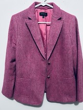 Talbots Classic Pink Blazer Wool Blend Size 10 Gold Buttons Valentine s Day