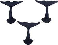 Set of 3, Navy Blue Whale Tail Cast Iron Wall Mounted Wall Hooks, Nautical Decor