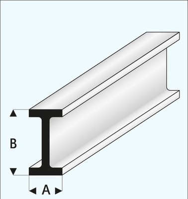 Maquett Styrol 414-57 1 Stück 5,00 mm B x 10 mm H x L1000 mm I Träger  