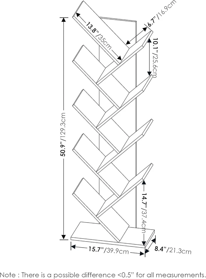 Estantería Furinno 9 niveles de pie para árbol librería, espresso Foto 3 de 4