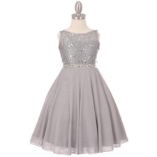 SILVER Size 12 Flower Girl Dress Christmas Formal Bridesmaid Birthday Party