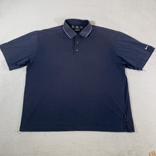 Nike Shirt Mens Large Blue Dri Fit Tour Performance Button Up Golfer Golf Polo