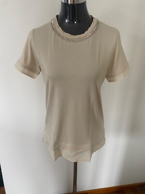 T-Shirt Elegance Paris Größe 40 beige mit Pailetten Chique