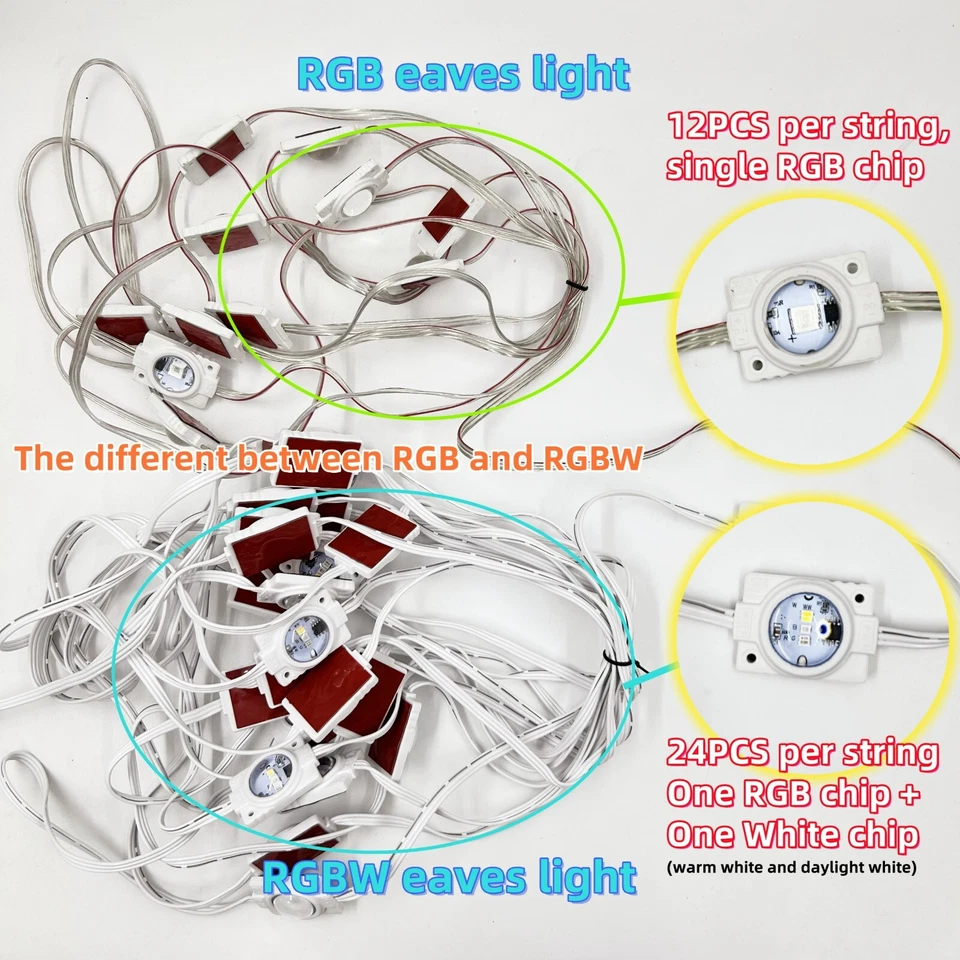 108FT Permanent Outdoor Lights 72LEDs RGB LED Eave Light With APP Remote Control - Image 4 of 4