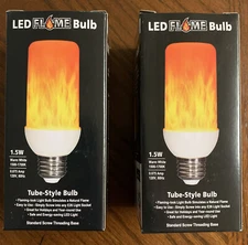 “NEW” LED FLICKERING FLAME BULB - EZ-ILLUMINATIONS - 2 BULBS 1.5 Watt E26 Socket
