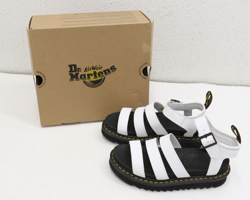 Dr. Martens Blaire White Leather Ankle Strap Platform Sandals Women Size 9/EU 41