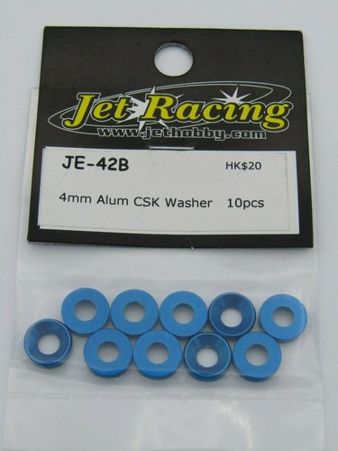 Jet Racing 4mm Alloy Countersunk Washer (10pcs/ Blue) For Asscoiated, Tamiya Etc - Picture 2 of 4