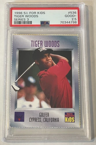 1996 Sports Illustrated SI for Kids Tiger Woods #536 Rookie RC PSA 2.5 b/w 2 & 3