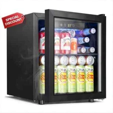 COWSAR 16.46 in. Single Zone 1.3 Cu.ft Beverage & Wine Cooler - Black