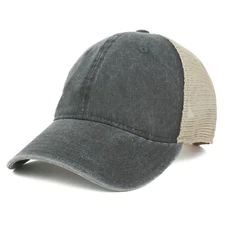 Oversize XXL Unstructured Washed Pigment Dyed Trucker Mesh Cap - FREE SHIP