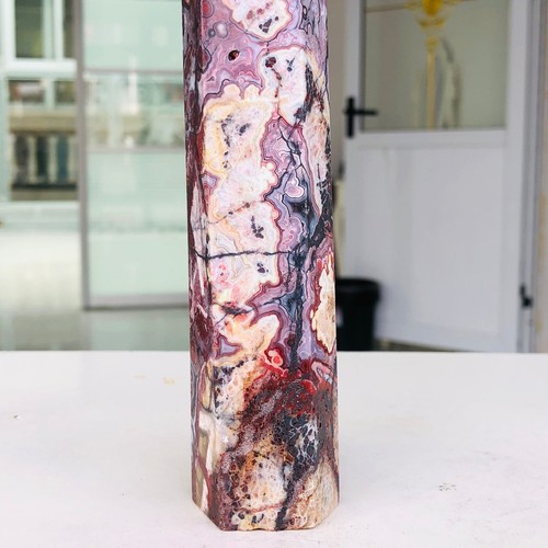 430g Natural Pink Mexican Crazy Lace Agate Quartz Crystal Obelisk Healing G534 - Picture 3 of 13