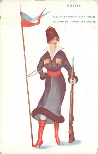 20er Jahre Art Deco Mode Frau Patriotisch Militär Künstler Postkarte 24-10155