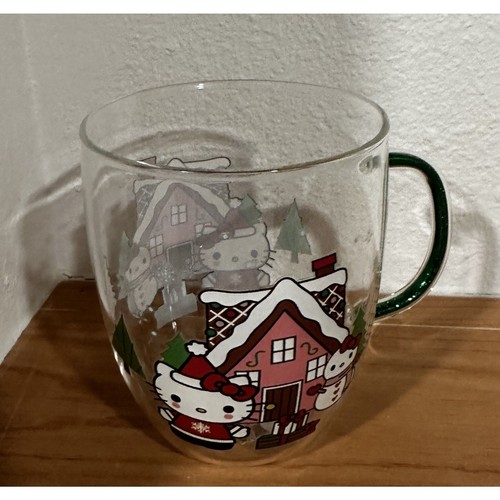 Hello Kitty von Sanrio Winter Wonderland Glas Becher mit Glitzer Henkel Neu mit Etikett - Bild 2 von 5