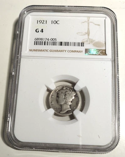1921 NGC Graded AG 4 Circulated Silver Mercury Dime #9429