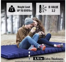 Hikenture Double Sleeping Pad for Camping, Extra Thick 3.75in Camping Mattress 