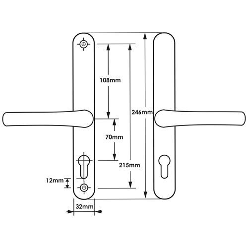 Cego 70mm Door Handle To Suit Cego Locks Sprung Double Glazing Set 215mm Fix - Picture 16 of 20