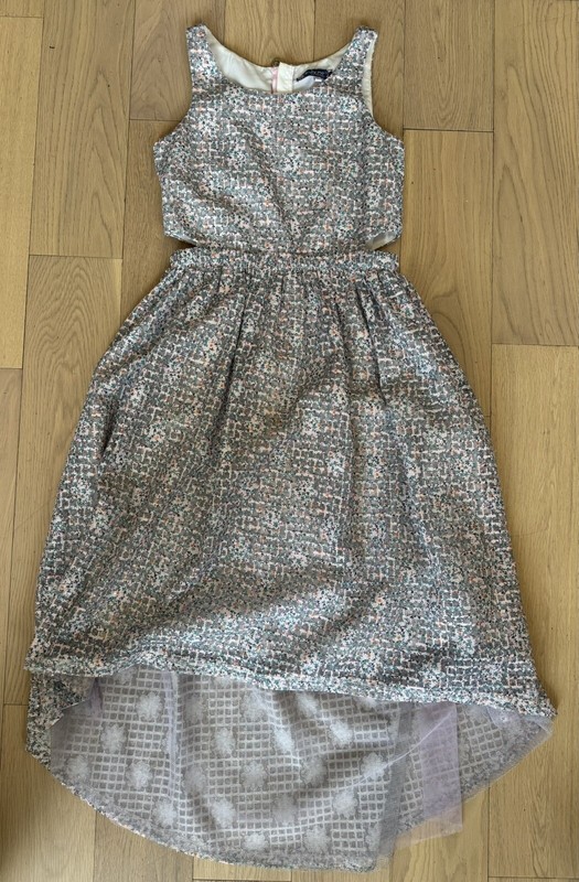 Party Dress Girls Size 12 Floral Sequins Asymmetrical Hem, Truly Me by Sara Sara