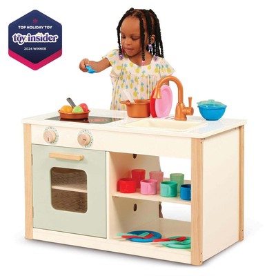 Wooden Kitchen Café with Dishes and Chalkboard, Toddler and Preschool Toys