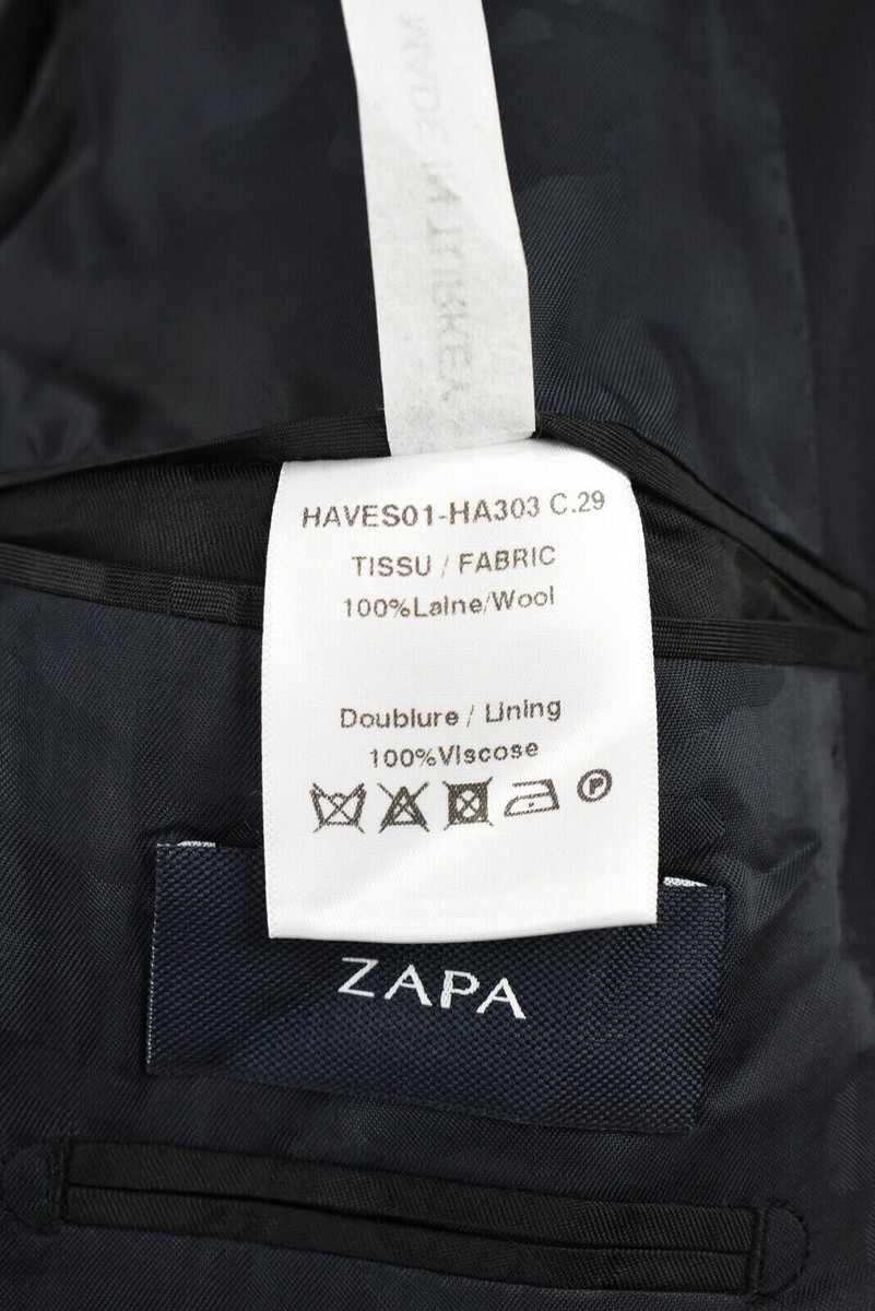 Blazer Homme ZAPA Taille 48 - Bleu Marine, Laine, Coupe Régulière, Deux Boutons