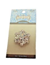 Sew-ology Silver Rhinestone Shank Button 28mm