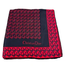 Dior Trotter scarf Silk Red 62cm Auth 0615