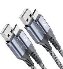 2 Pack Micro USB Cable 6.6ft 2-Pack Android Charger Cable, Nylon Braided.