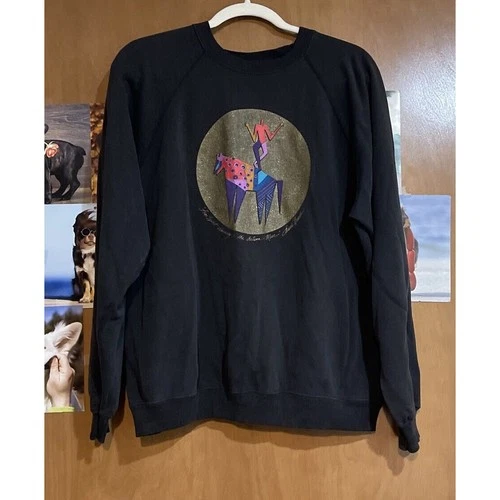 Vtg 80s Laurel Burch Free Spirit Dancing in Autumn Moon Sweatshirt XL