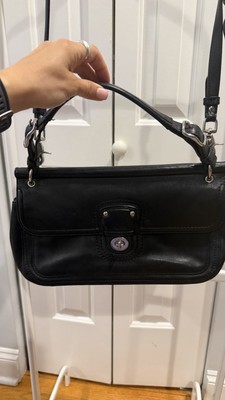Vintage Coach Legacy City Willis Black Leather Turnlock Shoulder 