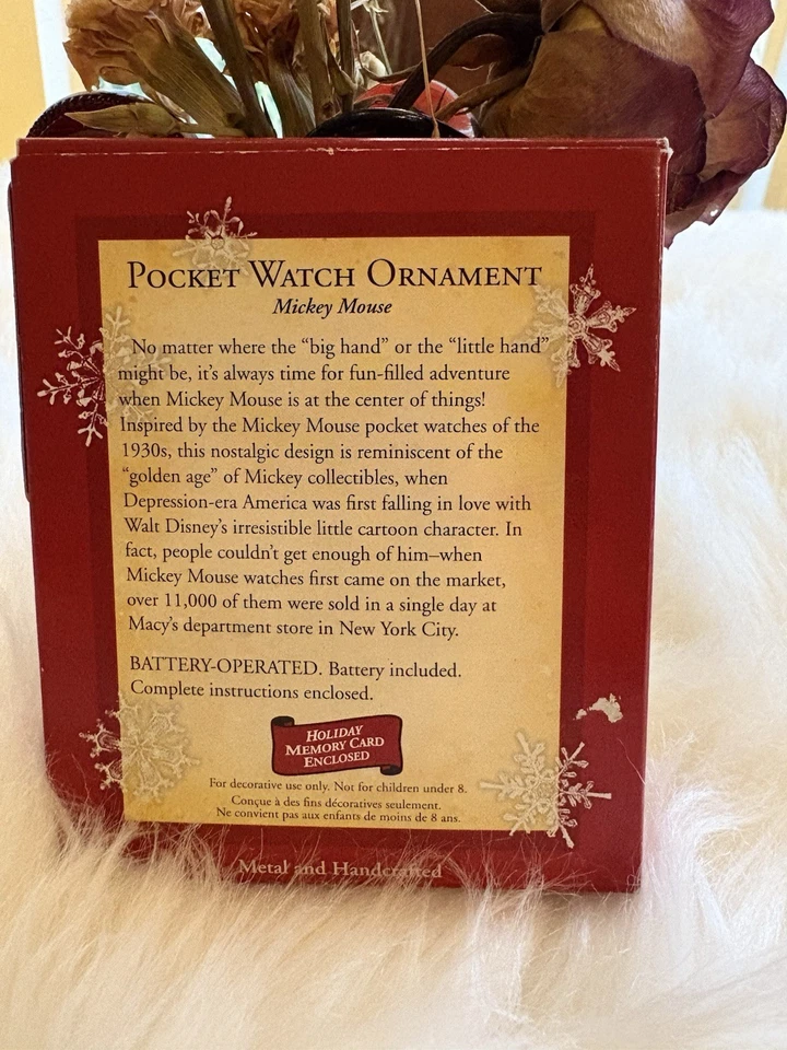 Reloj Bolsillo Hallmark Keepsake Ornament Mickey Mouse 2004 Disney Batería Nueva Foto 2 de 4