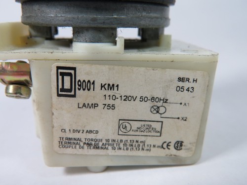 Square D 9001-K2L1A Ser H Push Button Illum 110-120V 50/60Hz Amber USED - Picture 3 of 3