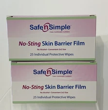 50 Safe n Simple SNS80725 Skin Barrier Film Wipes No Sting 2BX/25EA