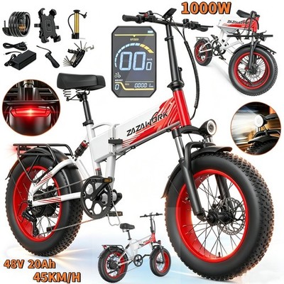 1000W 20 Zoll Klapprad Elektrofahrrad 48V 20Ah E-Mountainbike Bis 120KM 45KM/H
