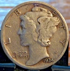 1934-D Mercury Dime - Actual Silver Coin Shown Fine Shape