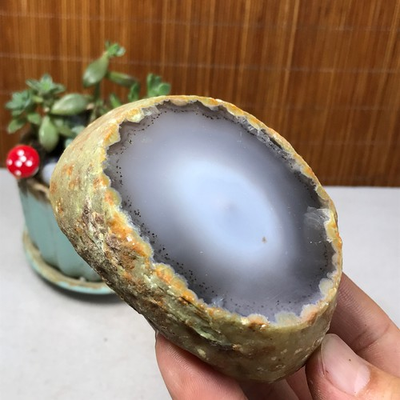 #ad 332g Natural Enhydro Mobile water bladder agate chalcedony moving Specimen A5532 $60.90