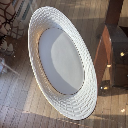 VTG Lenox 13.5” Platinum Basketweave Serving Platter/Tray W/Gold Rim-Made In USA - Picture 3 of 21
