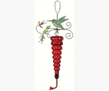 Hummingbird Feeder metal with Red glass bottle