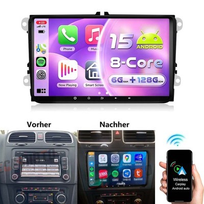 6G+128G Android 15 Autoradio Carplay GPS SWC WIFI Für VW Golf 5 6 PLUS 2003-2013
