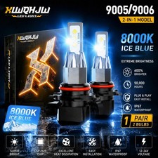 2 Sides 9005 9006 Led Headlight Bulbs Kit High Low Beam 8000k Super Bright Blue 2 Sides 9005 9006 Led Headlight Bulbs Kit High Low Beam 8000k Super Bright Blue