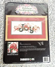 Dimensions JOY Ribbon Embroidery Cross Stitch Kit Barbara Mock 1440 Open Started