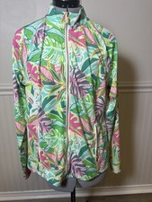 Sigrid Olsen Golf  Tennis Jacket Xl Sporty Tropical Vibe Preppy Full Zip