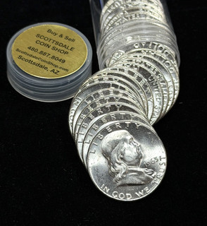 1963 Franklin 1/2 Half Dollar 90% Silver $10 Roll 50c Halves US Coin (20 Coins)