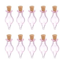 10 Pcs Small Cute Teardrop Mini Glass Bottles Jars with Cork Stopper, Pink