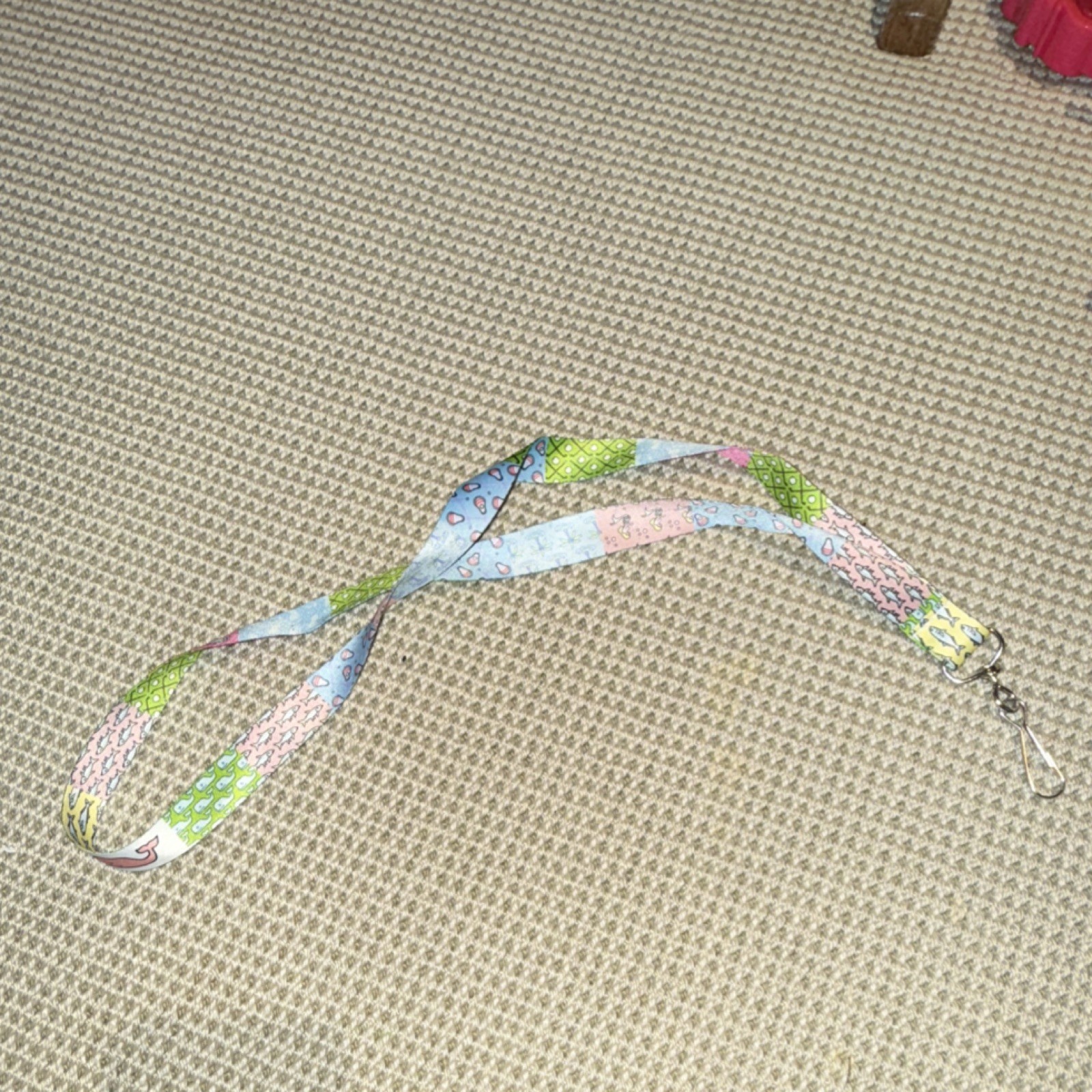 Multicolor Patchwork Fabric Lanyard Key Chain for… - image 1