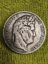 1846 France 5 Five Francs World SILVER Coin Louis Philippe I