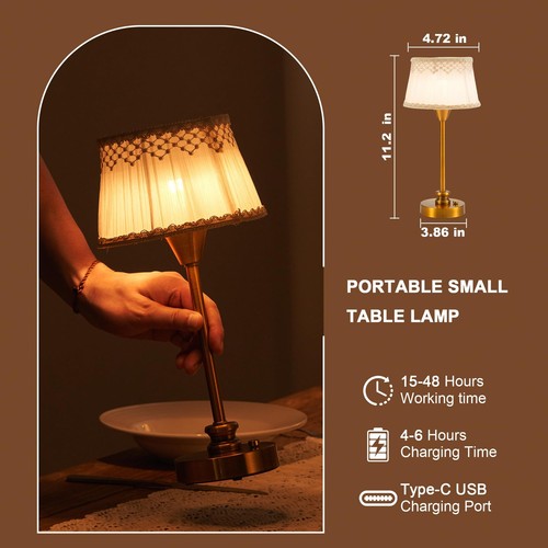 Rechargeable Cordless Table Lamp with Dimmer, Portable Small Battery Operated La - Picture 5 of 9