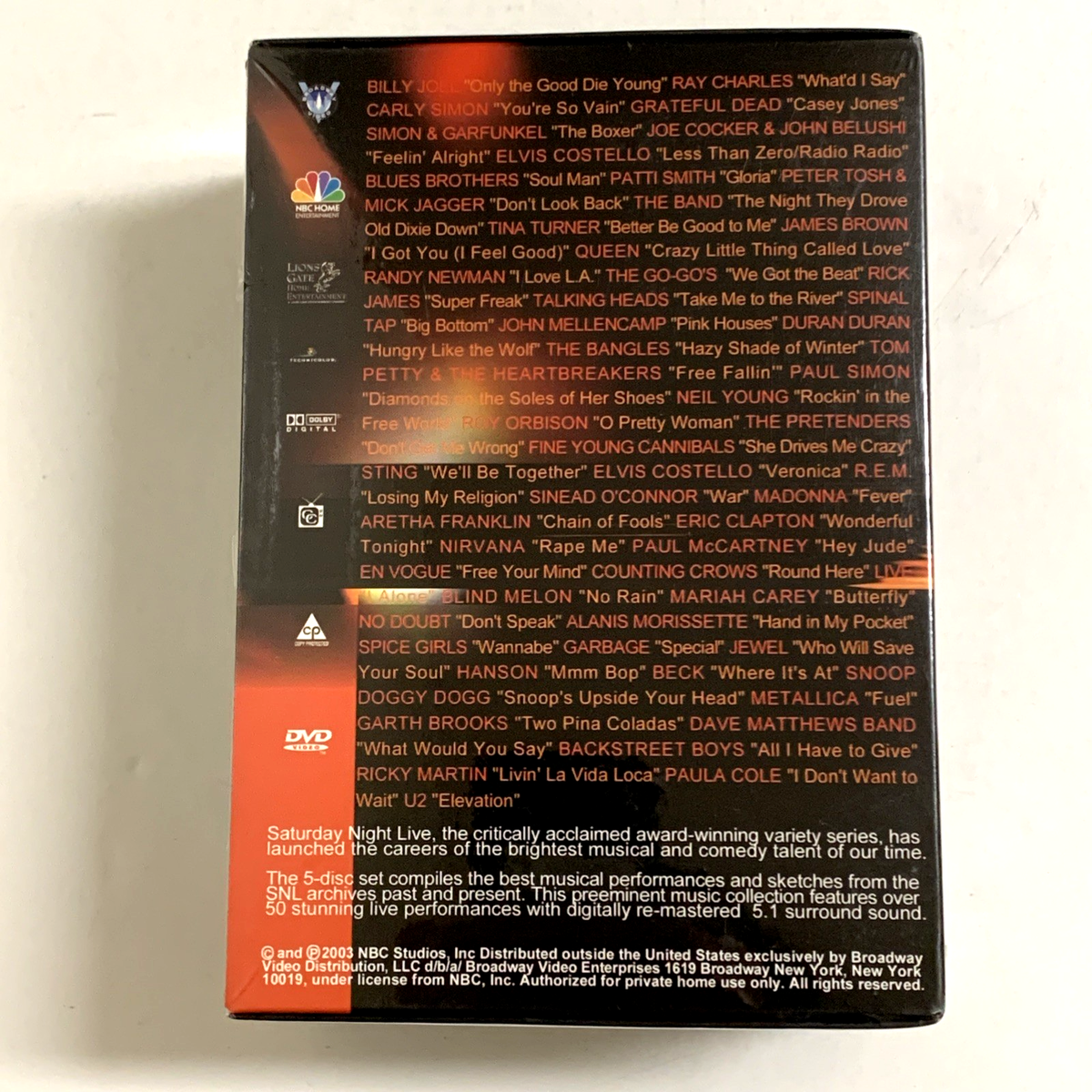 Saturday Night Live - 25 Years of Music (DVD, 2003, 5-Disc Set